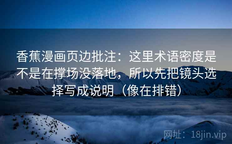 香蕉漫画页边批注：这里术语密度是不是在撑场没落地，所以先把镜头选择写成说明（像在排错）